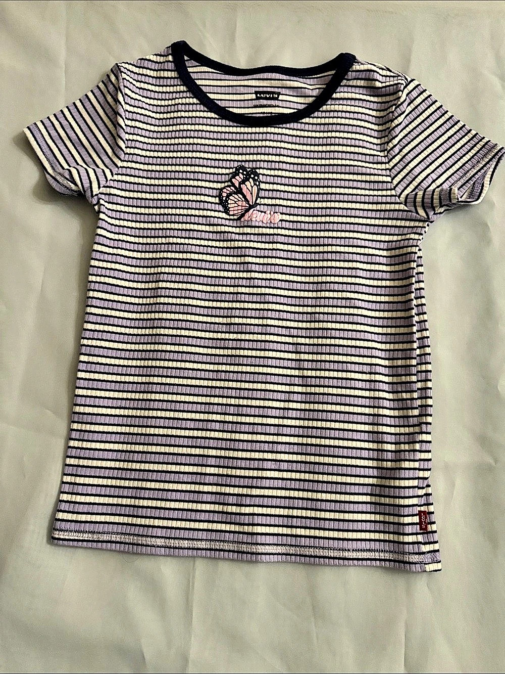 Levi's Girls Striped Butterfly Tee Size 10 Like New